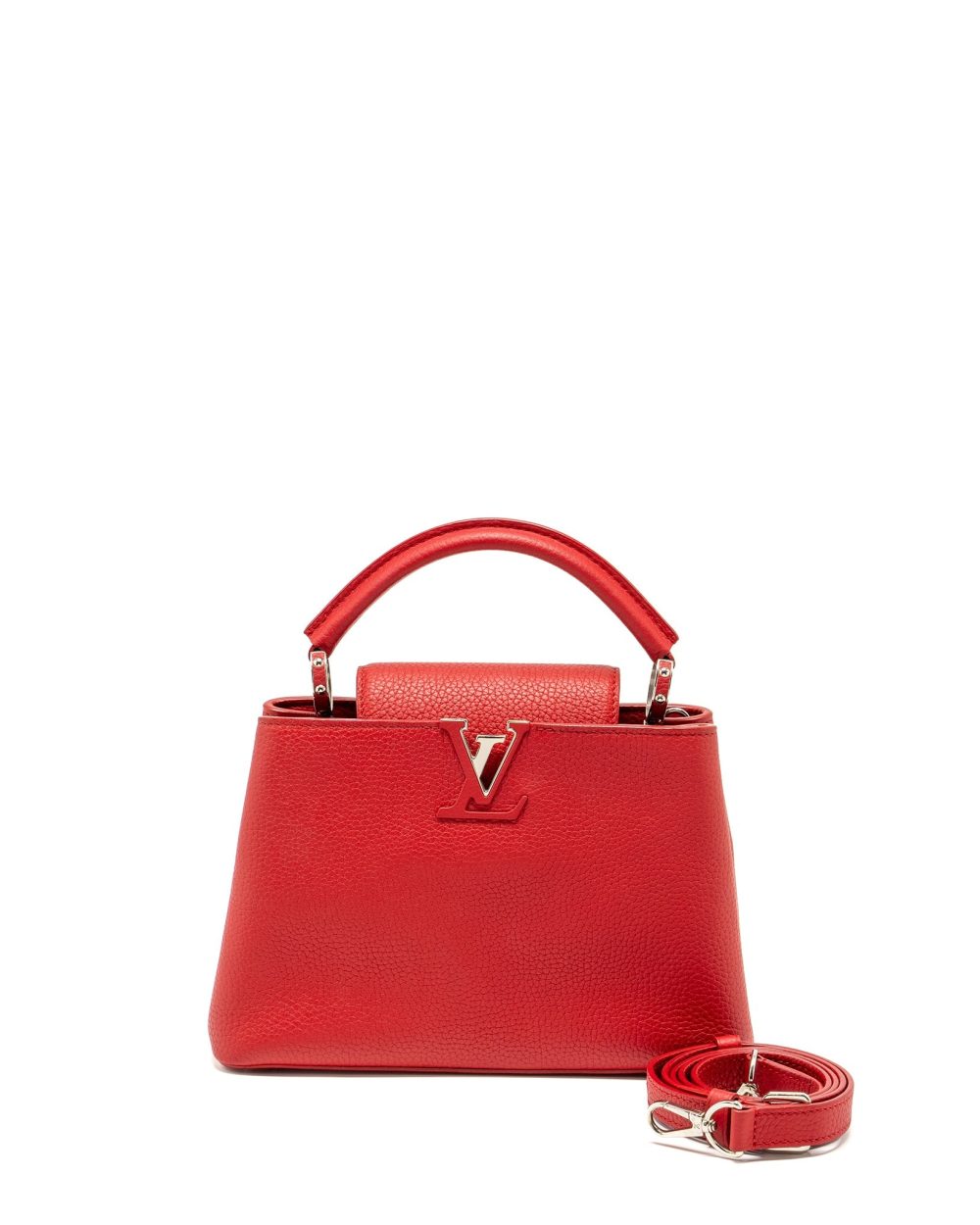 AAA Replica Louis Vuitton LV CAPUCINE BB TAURILLON RED SHW