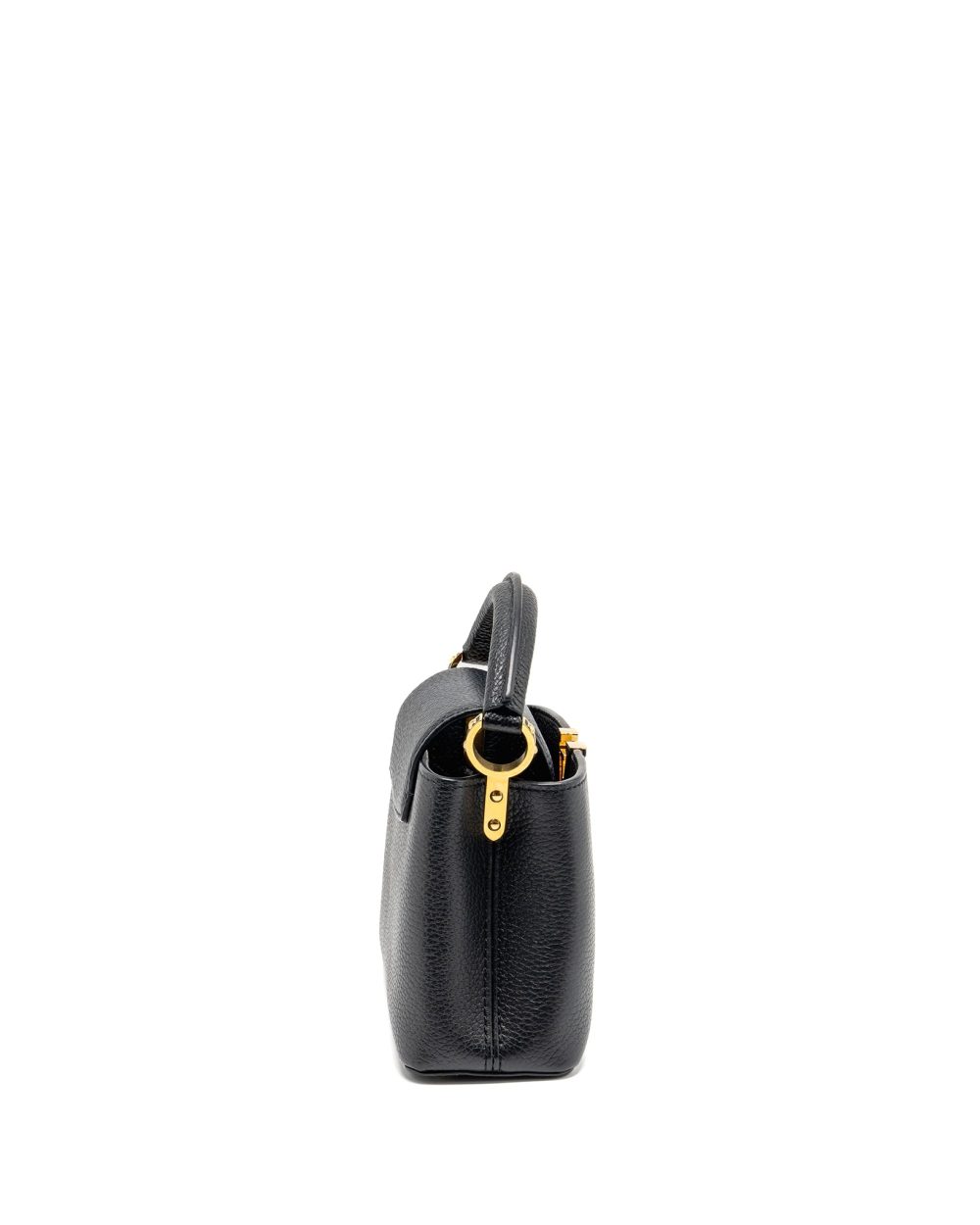 AAA Replica Louis Vuitton LV CAPUCINES MINI TAURILLON BLACK GHW