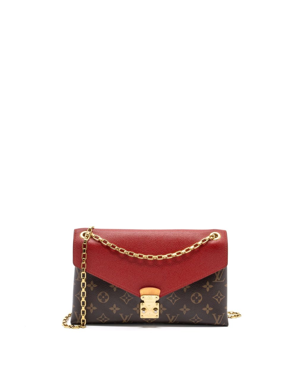 AAA Replica Louis Vuitton LV PALLAS CHAIN BAG MONOGRAM CANVAS / CALFSKIN RED GHW