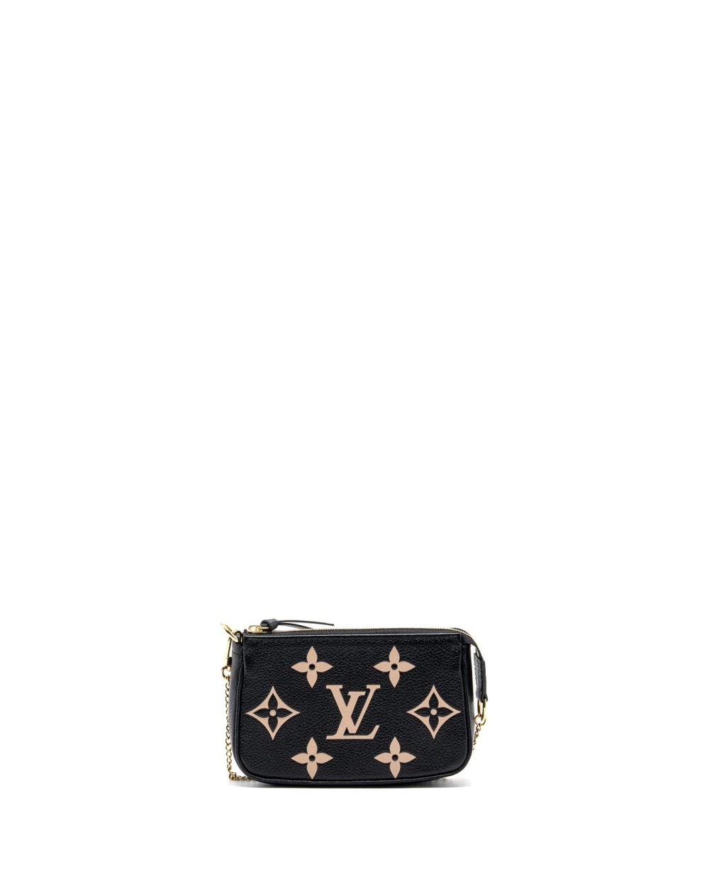 AAA Replica Louis Vuitton LV MINI POCHETTE ACCESSORIES MONOGRAM EMPREINTE BLACK/ BEIGE GHW