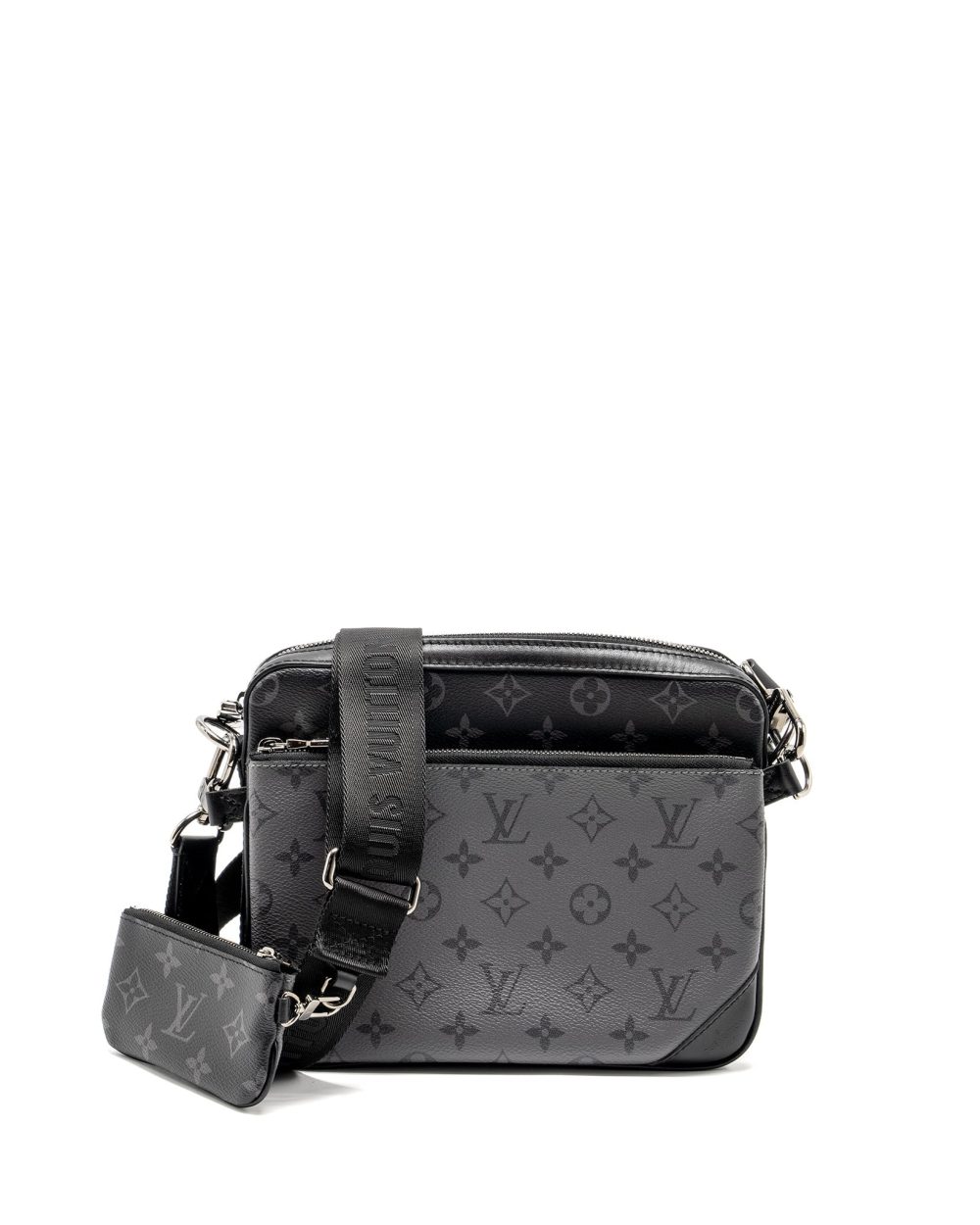 AAA Replica Louis Vuitton LV TRIO MESSANGER MONOGRAM ECLIPSE CANVAS BLACK/GREY WITH BLACK HARDWARE