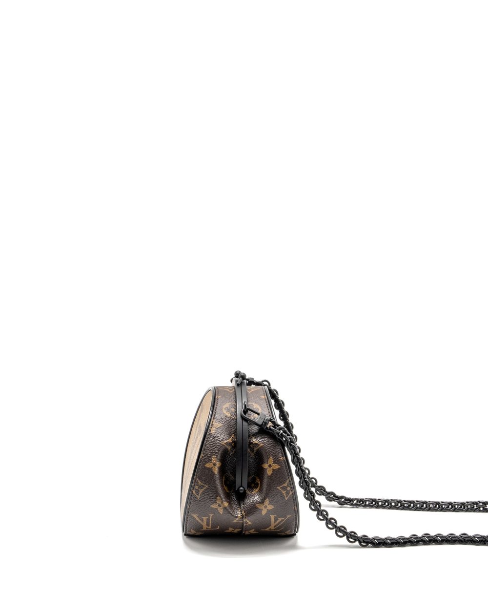 AAA Replica Louis Vuitton LV BOURSICOT CHAIN BAG REVERSE MONOGRAM CANVAS/LEATHER BLACK HARDWARE