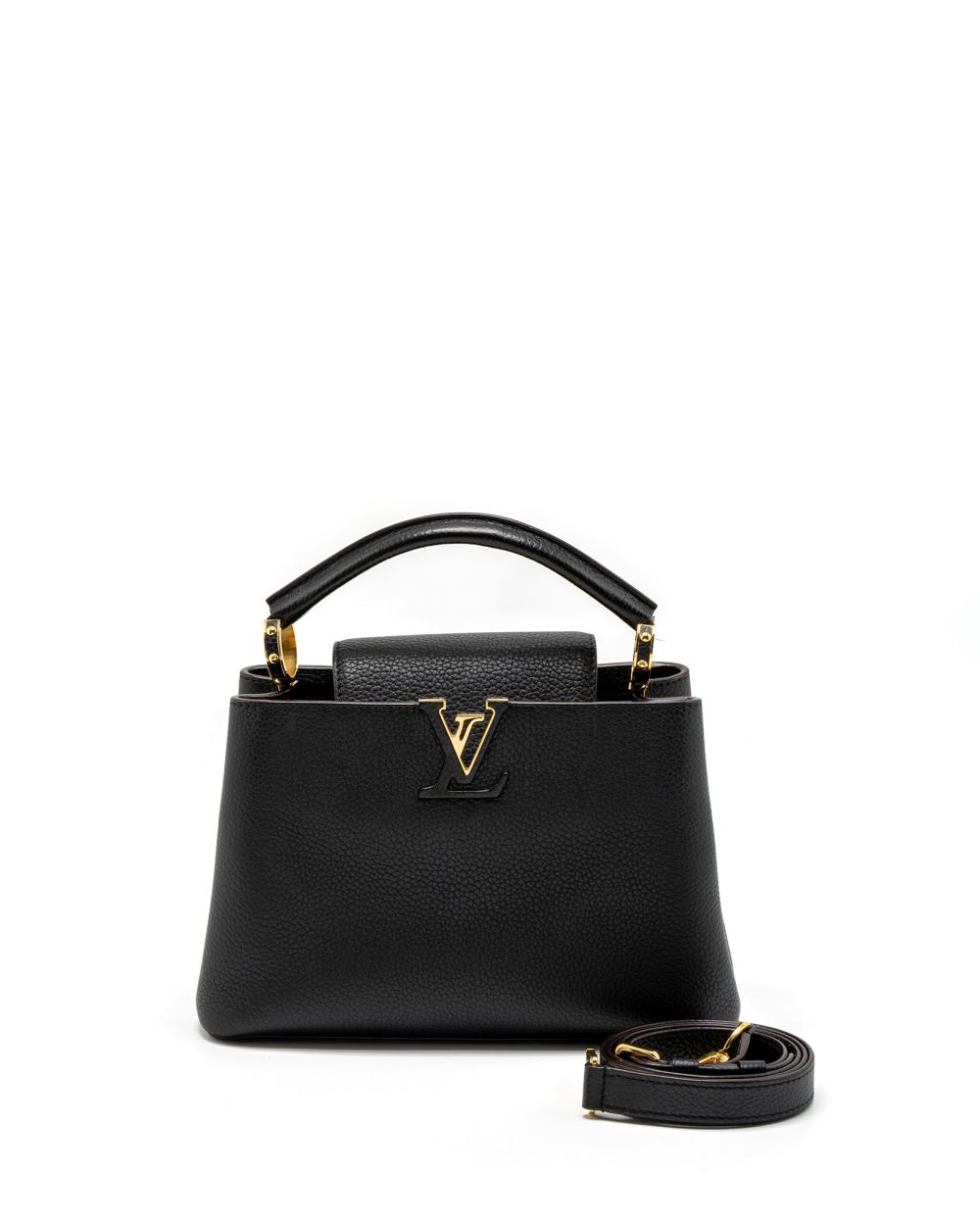 AAA Replica Louis Vuitton LV CAPUCINES BB TAURILLON BLACK GHW