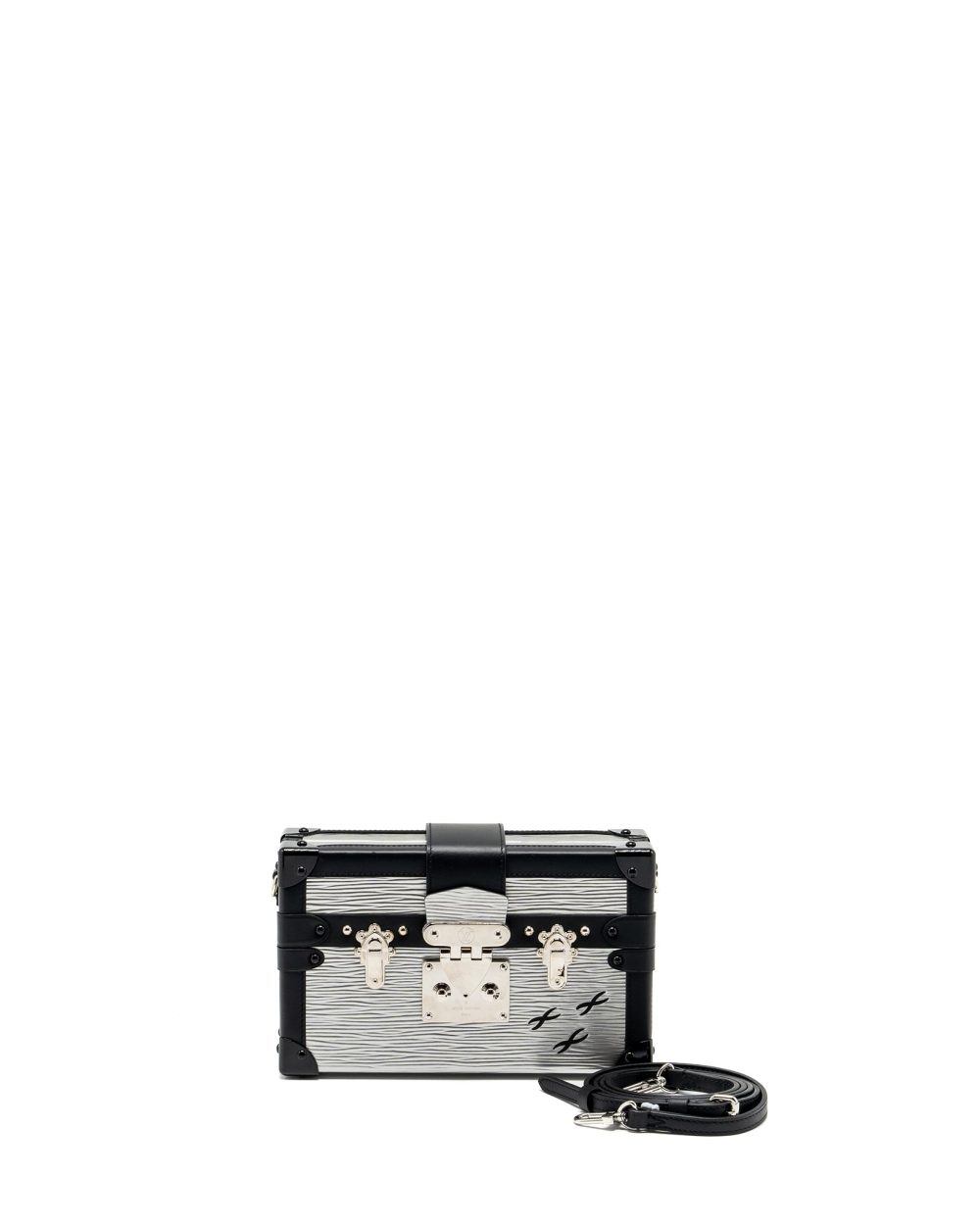AAA Replica Louis Vuitton LV PETITE MALLE EPI WHITE/BLACK GHW