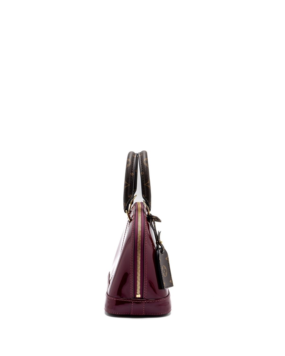 AAA Replica Louis Vuitton LV ALMA BB VERNI MIROIR PATENT DARK PINK GHW