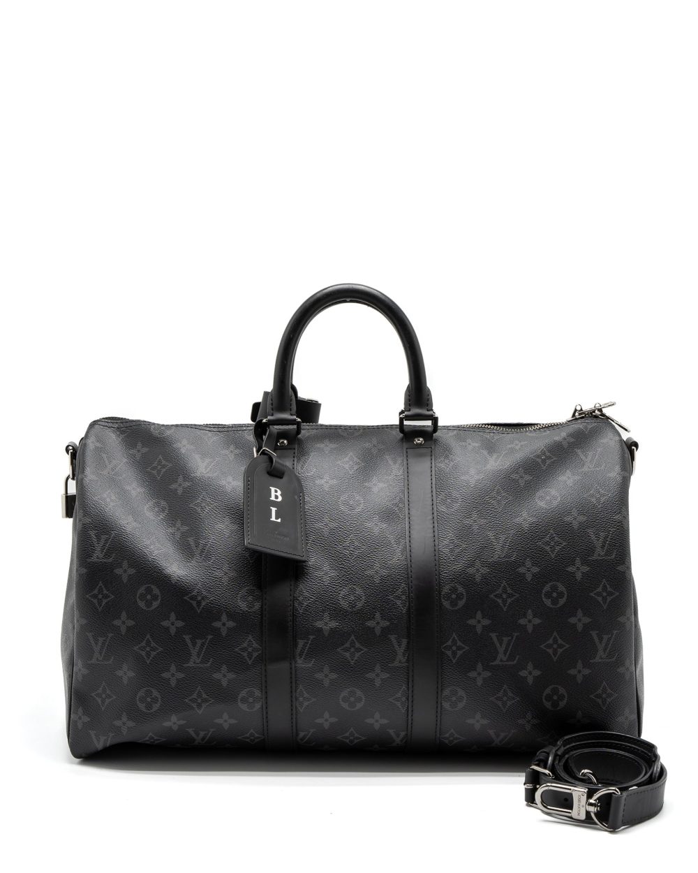 AAA Replica Louis Vuitton Keepall Bandoulière 45 Monogram Eclipse Canvas SHW
