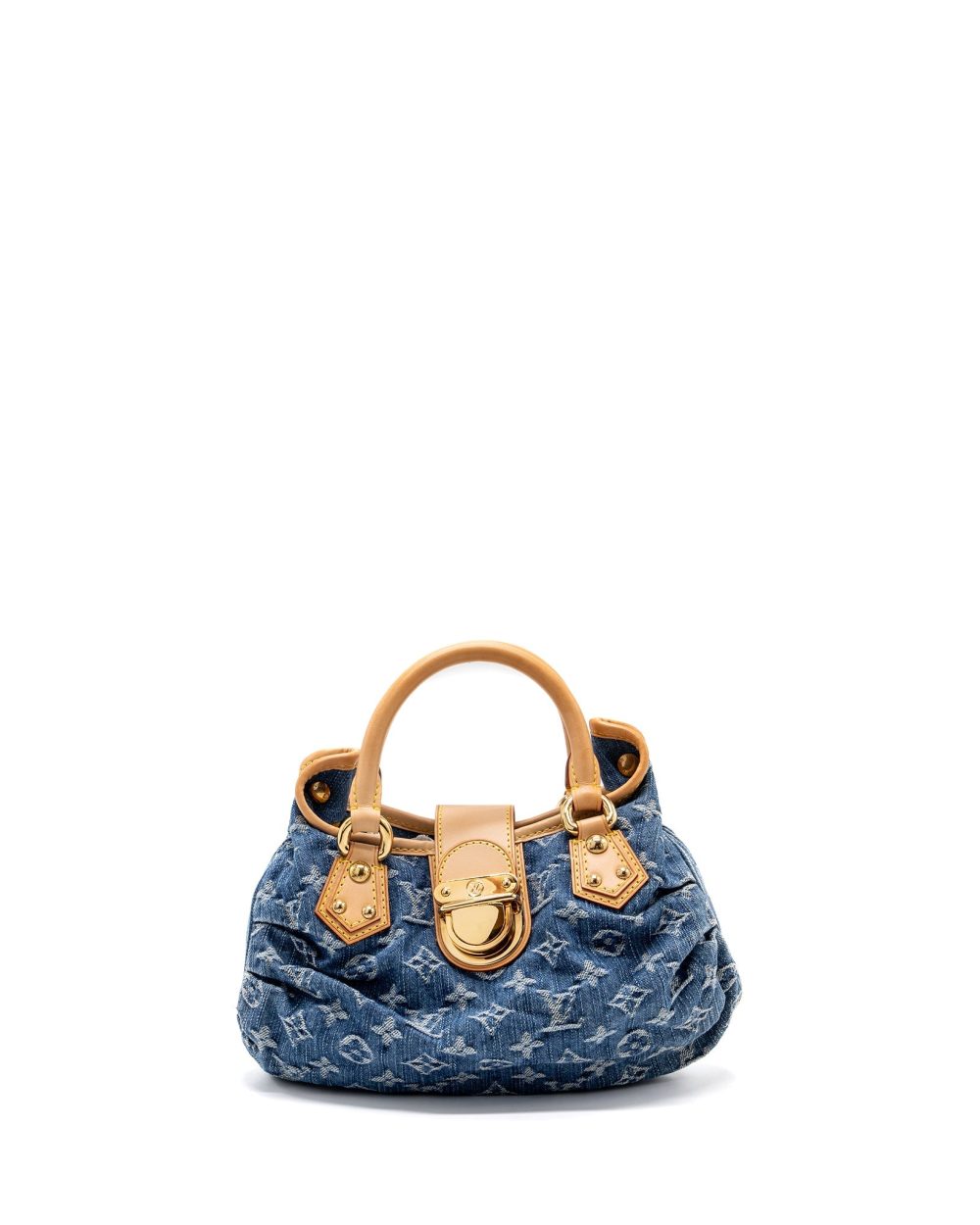 AAA Replica Louis Vuitton LV VINTAGE MINI HANDLE BAG DENIM BLUE GHW