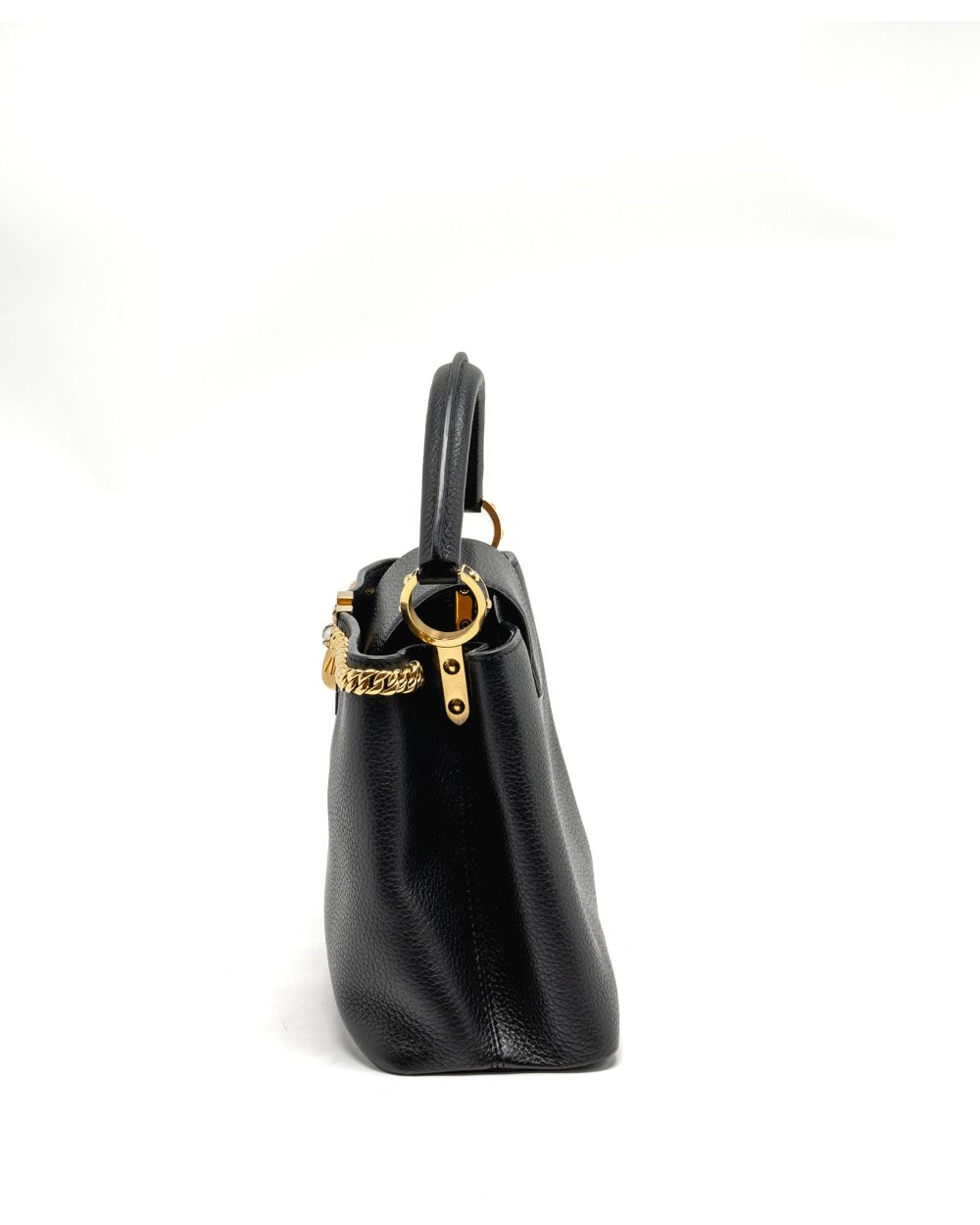 AAA Replica Louis Vuitton LV CAPUCINES MM CALFSKIN BLACK GHW