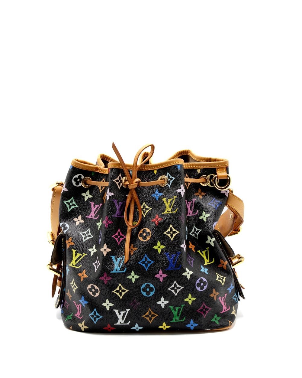 AAA Replica Louis Vuitton LV PETIT NOE MONOGRAM CANVAS BLACK/MULTICOLOUR GHW