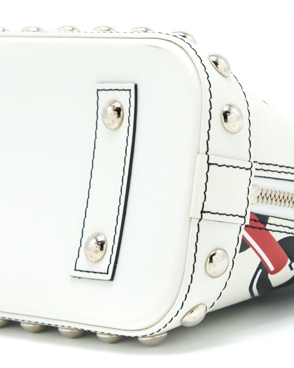 AAA Replica Louis Vuitton LV ALMA BB EN CUIR OCCASION EPI WHITE / BLACK WITH SHW