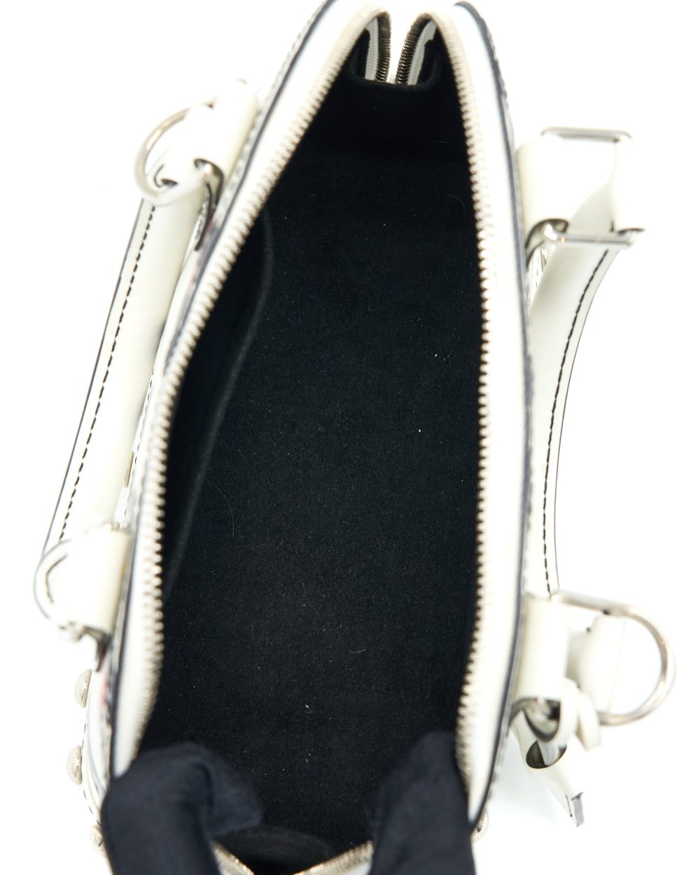 AAA Replica Louis Vuitton LV ALMA BB EN CUIR OCCASION EPI WHITE / BLACK WITH SHW