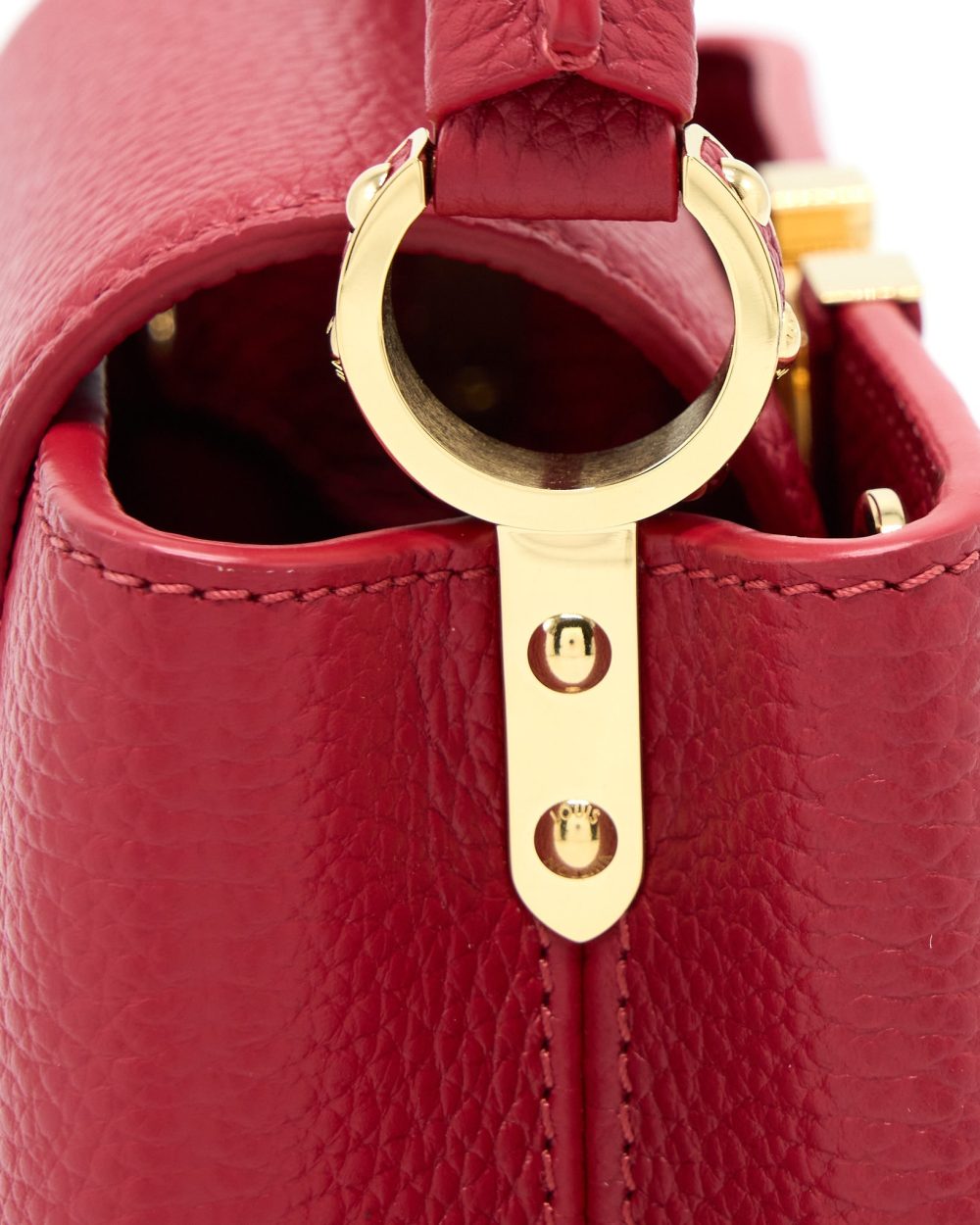 AAA Replica Louis Vuitton LV CAPUCINES MINI TAURILLON SCARLET GHW (NEW VERSION)