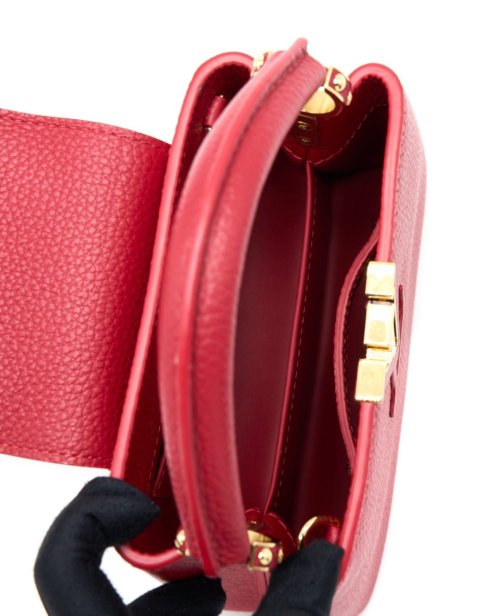 AAA Replica Louis Vuitton LV CAPUCINES MINI TAURILLON SCARLET GHW (NEW VERSION)