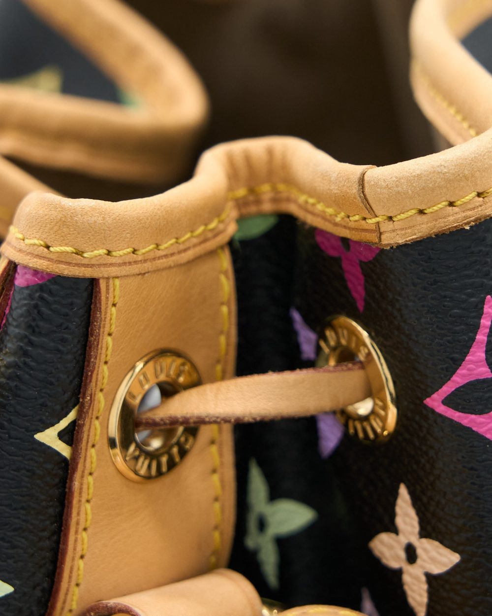 AAA Replica Louis Vuitton LV PETIT NOE BLACK MONOGRAM MULTICOLOUR GHW