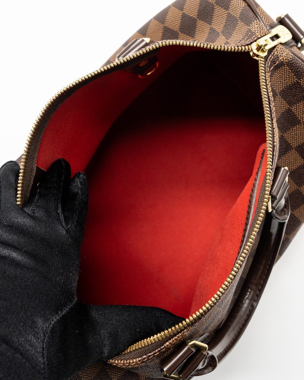 AAA Replica Louis Vuitton LV SPEEDY 30 BANDOULIERE DAMIER EBENE CANVAS GHW