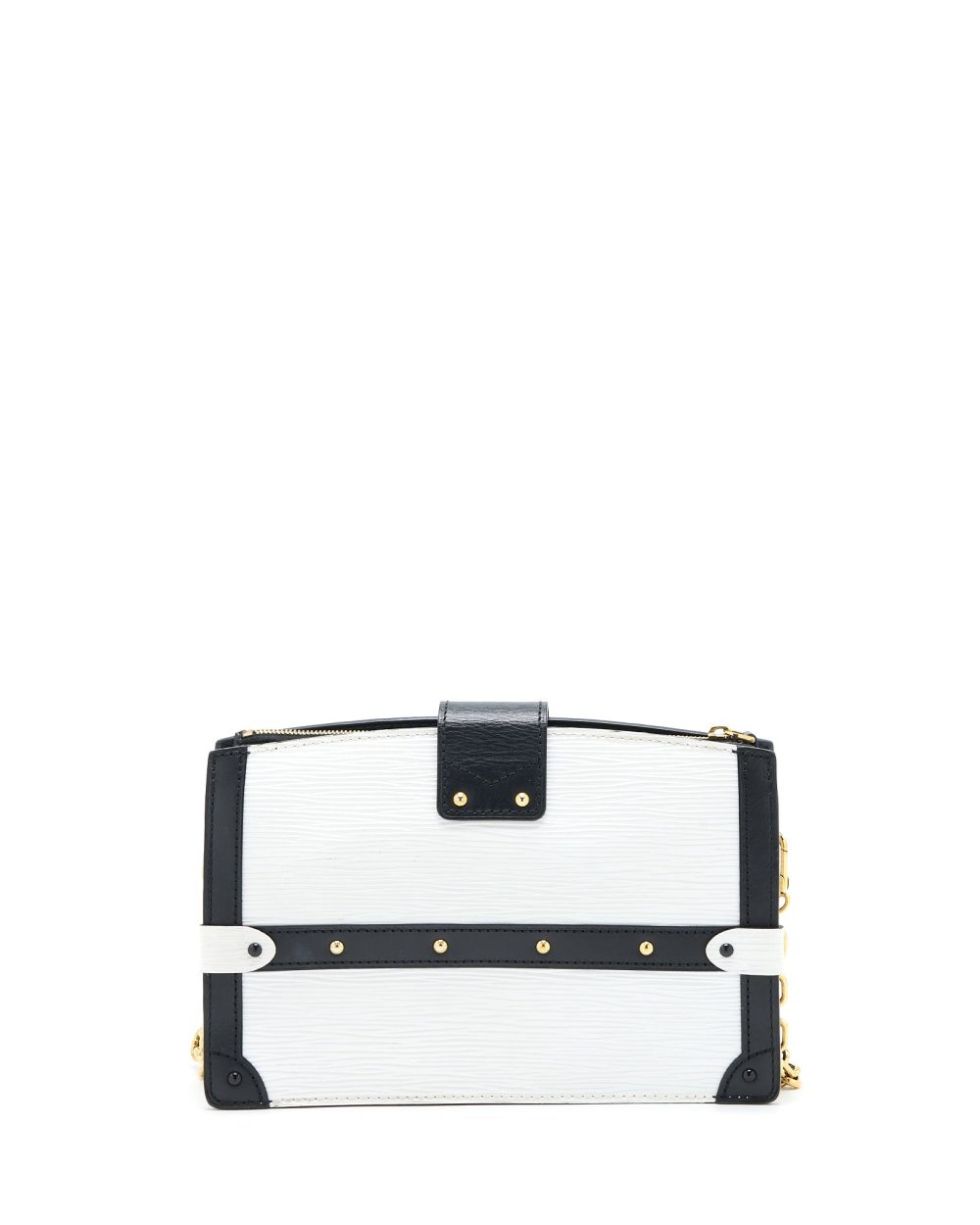 AAA Replica Louis Vuitton LV TRUNK CLUTCH EPI BLACK/WHITE GHW