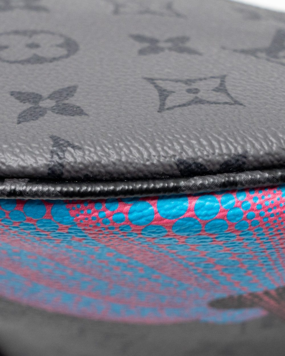 AAA Replica Louis Vuitton LV X YAYOI KUSAMA REVERSE MONOGRAM ECLIPSE MAXI BUMBAG CANVAS GREY/ MULTICOLOUR DARK SILVER HARDWARE