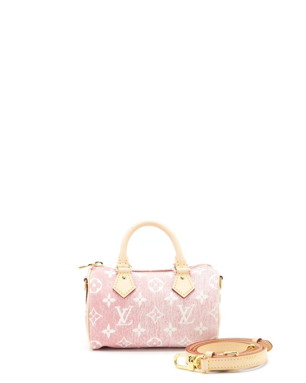 AAA Replica Louis Vuitton LV NANO SPEEDY MONOGRAM JACQUARD DENIM PINK
