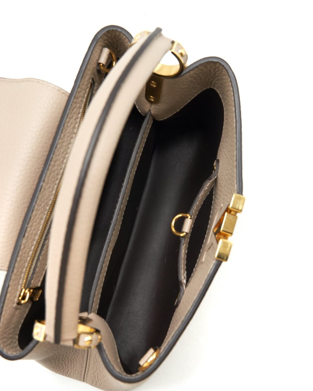 AAA Replica Louis Vuitton LV CAPUCINES BB TAURILLON GALET GHW