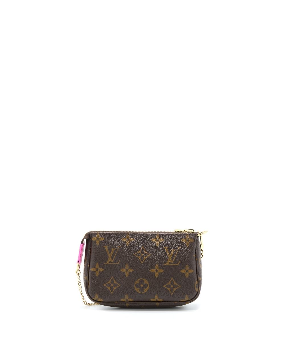 AAA Replica Louis Vuitton LV MINI POCHETTE ACCESSCORIES MONOGRAM CANVAS/HOT PINK GHW
