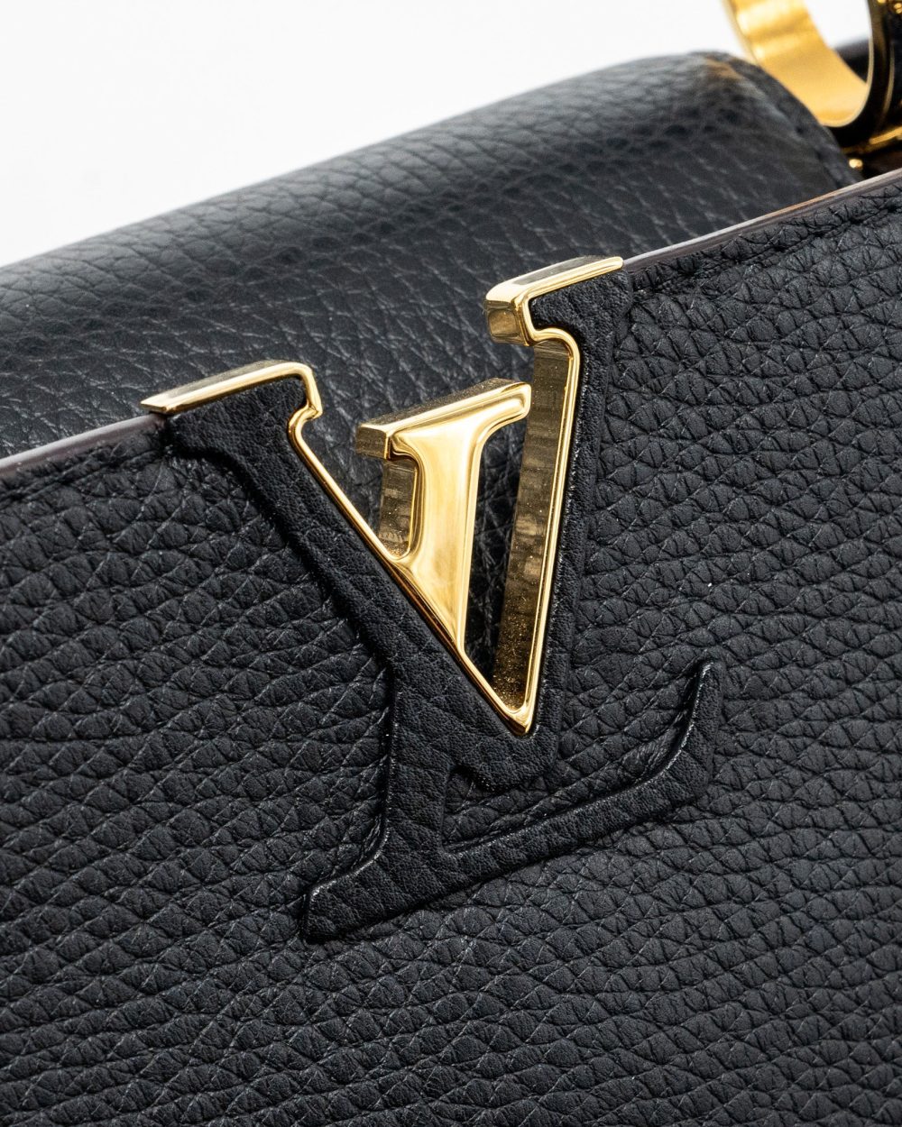 AAA Replica Louis Vuitton LV CAPUCINES BB TAURILLON BLACK / PINK GHW