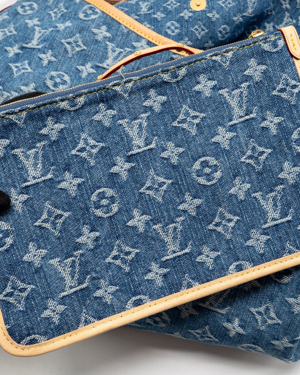 AAA Replica Louis Vuitton LV CARRYALL MM MONOGRAM DENIM BLUE GHW