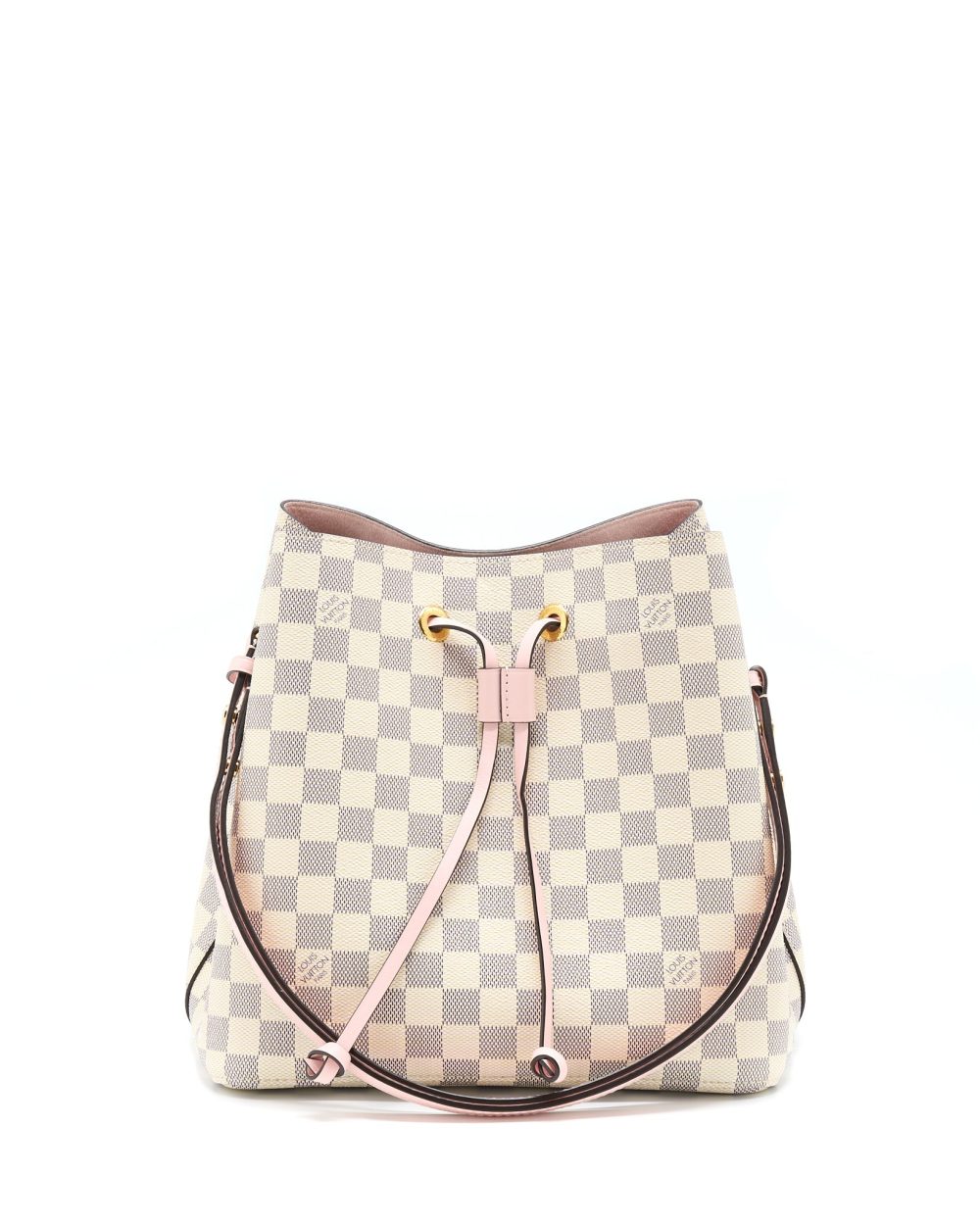 AAA Replica Louis Vuitton LV NEO NOE BUCKET BAG DAMIER AZUR/PINK GHW