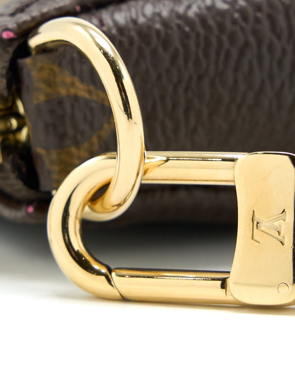 AAA Replica Louis Vuitton LV MINI POCHETTE ACCESSCORIES MONOGRAM CANVAS/HOT PINK GHW