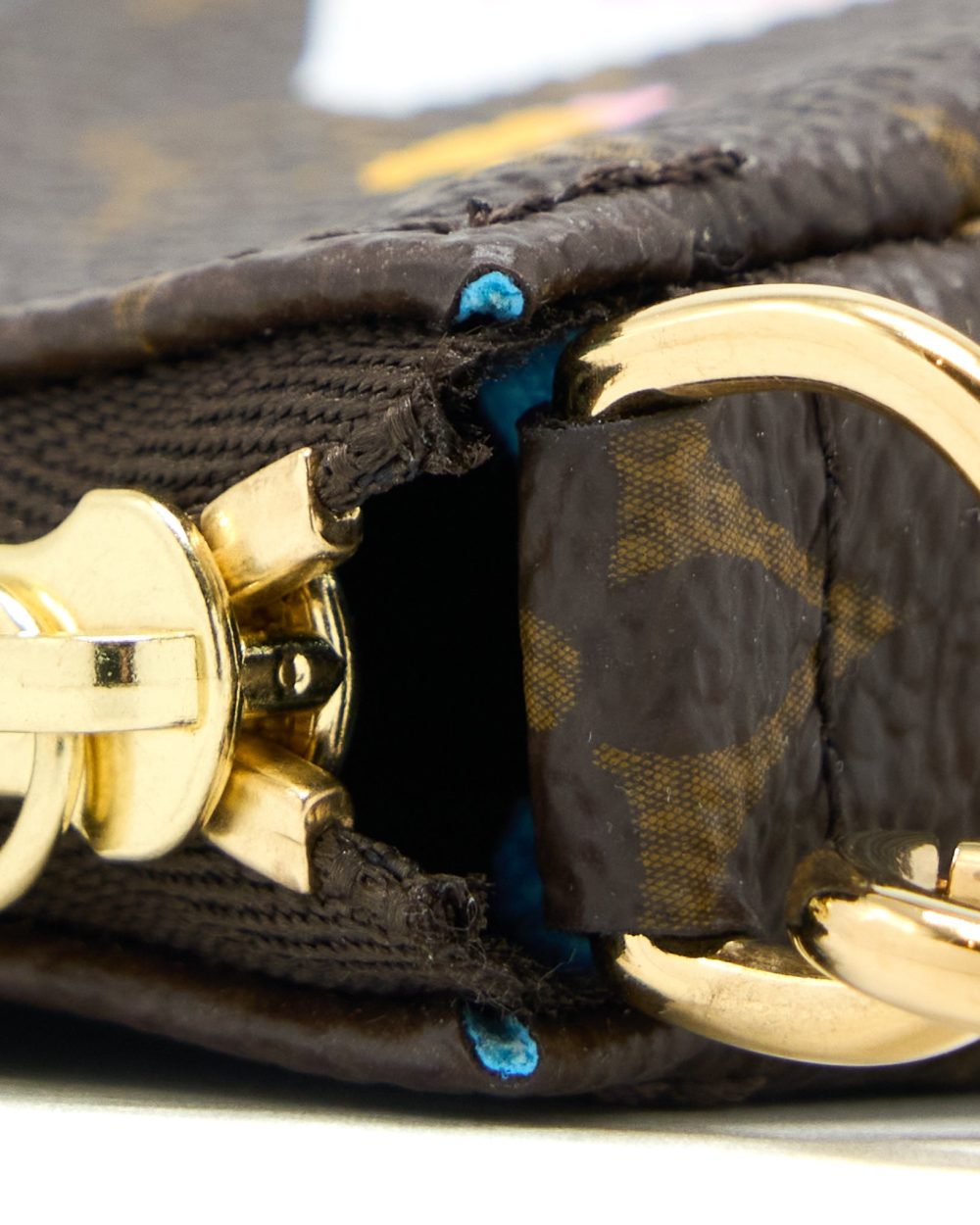AAA Replica Louis Vuitton LV MINI POCHETTE ACCESSORIES MONOGRAM CANVAS/BLUE GHW