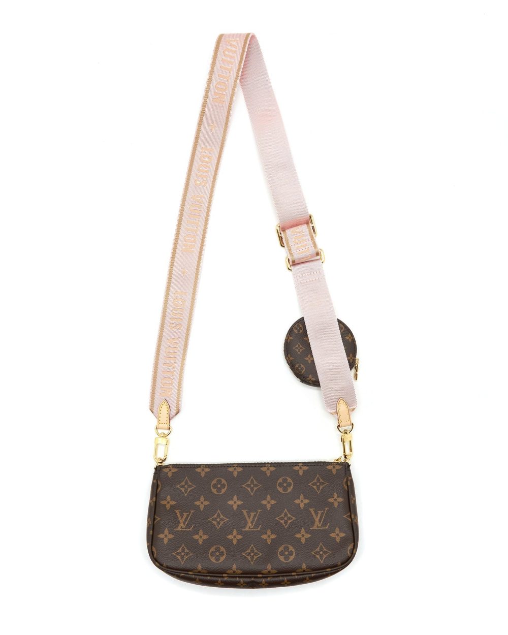 AAA Replica Louis Vuitton LV MULTI POCHETTE ACCESSORIES MONOGRAM CANVAS ROSE CLAIR GHW