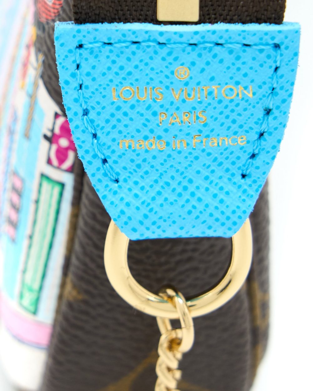 AAA Replica Louis Vuitton LV MINI POCHETTE ACCESSORIES MONOGRAM CANVAS/BLUE GHW