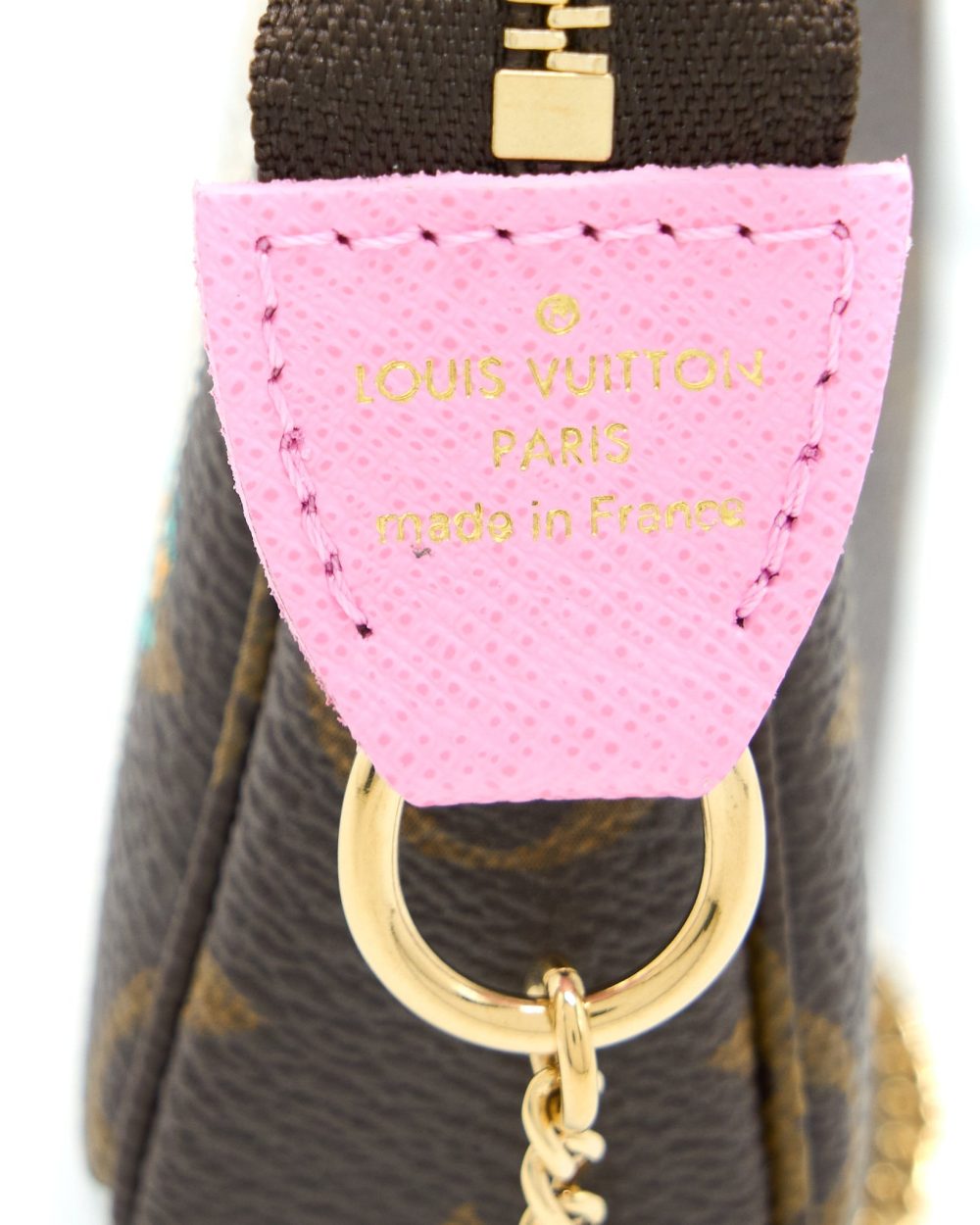 AAA Replica Louis Vuitton LV MINI POCHETTE ACCESSORIES MONOGRAM CANVAS/PINK GHW