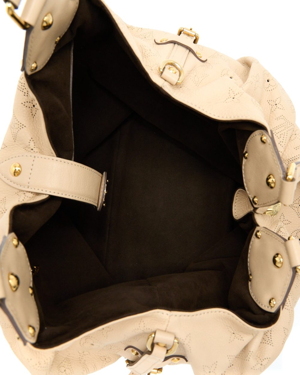 AAA Replica Louis Vuitton LV MAHINA HINA SHOULDER BAG BEIGE GHW