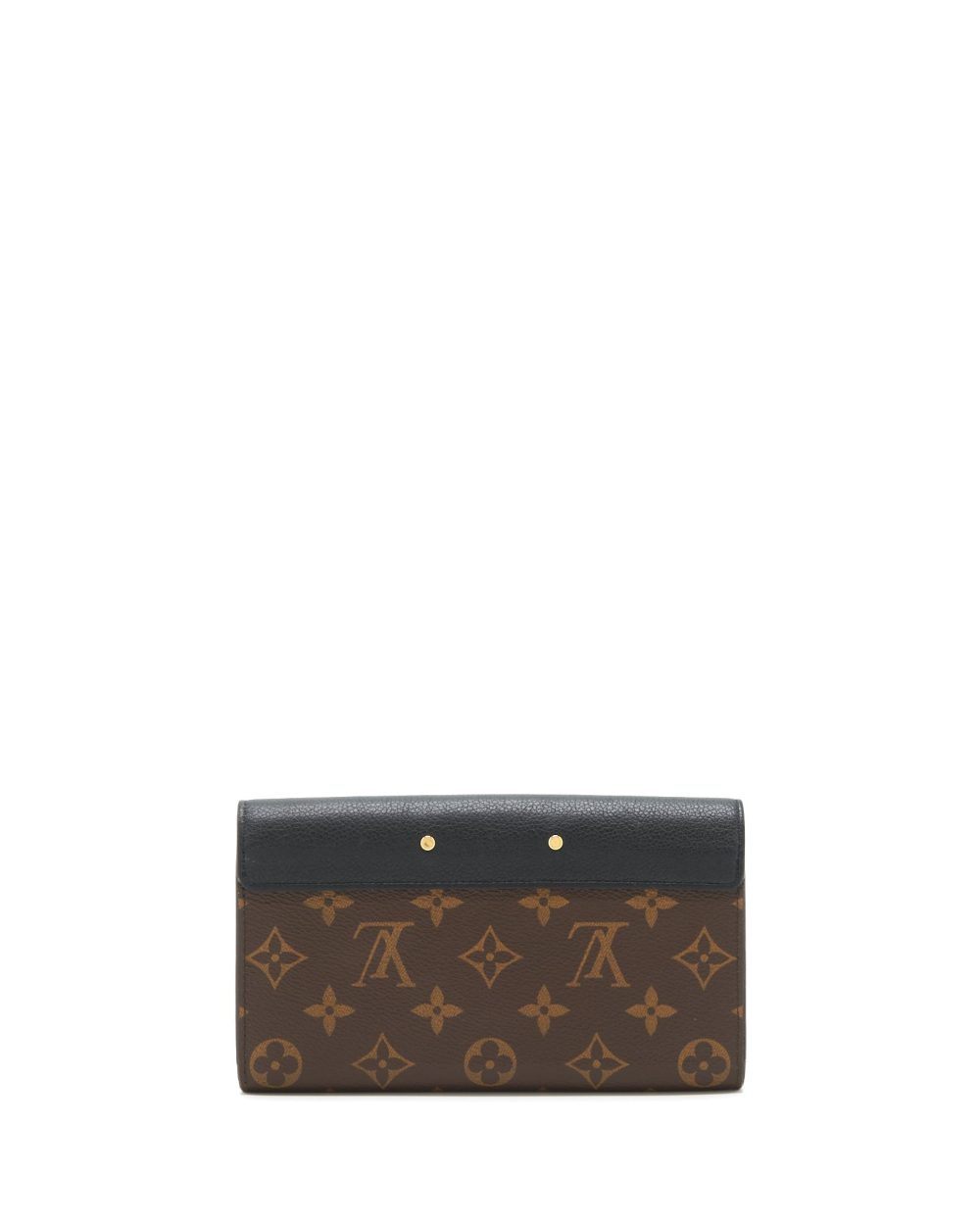 AAA Replica Louis Vuitton LV LONG WALLET BLACK/MONOGRAM CANVAS GHW