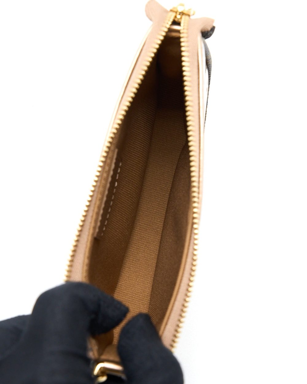 AAA Replica Louis Vuitton LV MINI POCHETTE ACCESSORIES PATENT BRONZE GHW (NEW VERSION)