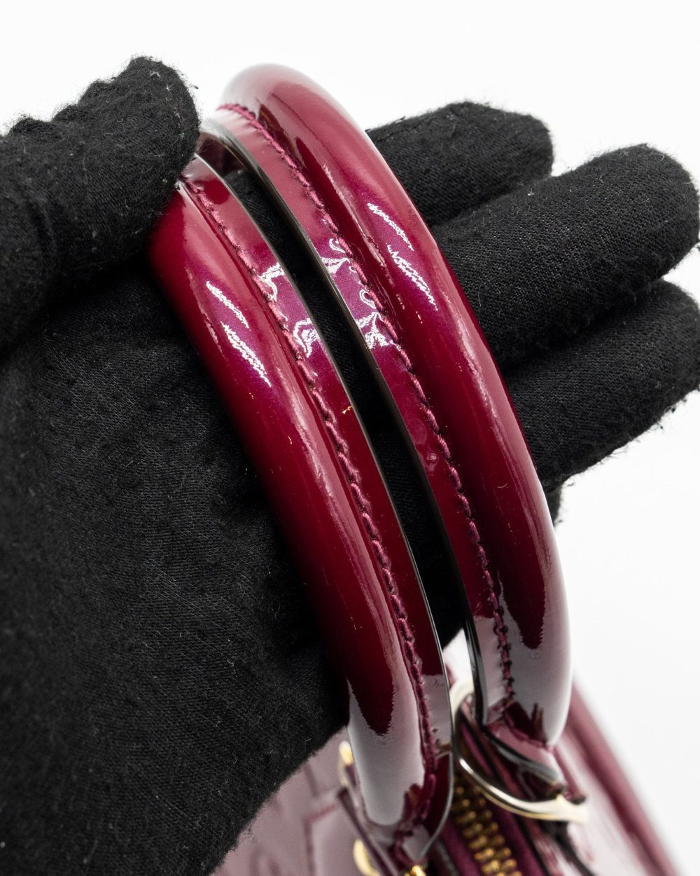 AAA Replica Louis Vuitton LV ALMA BB PATENT LEATHER INDIAN ROSE GHW