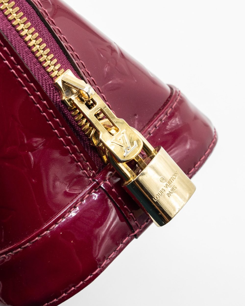 AAA Replica Louis Vuitton LV ALMA BB PATENT LEATHER INDIAN ROSE GHW