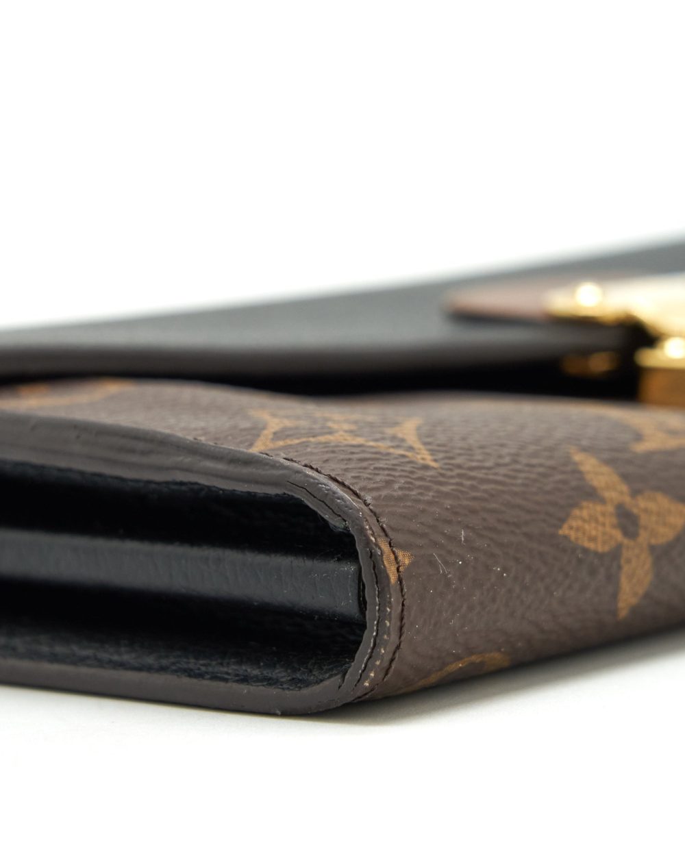 AAA Replica Louis Vuitton LV LONG WALLET BLACK/MONOGRAM CANVAS GHW