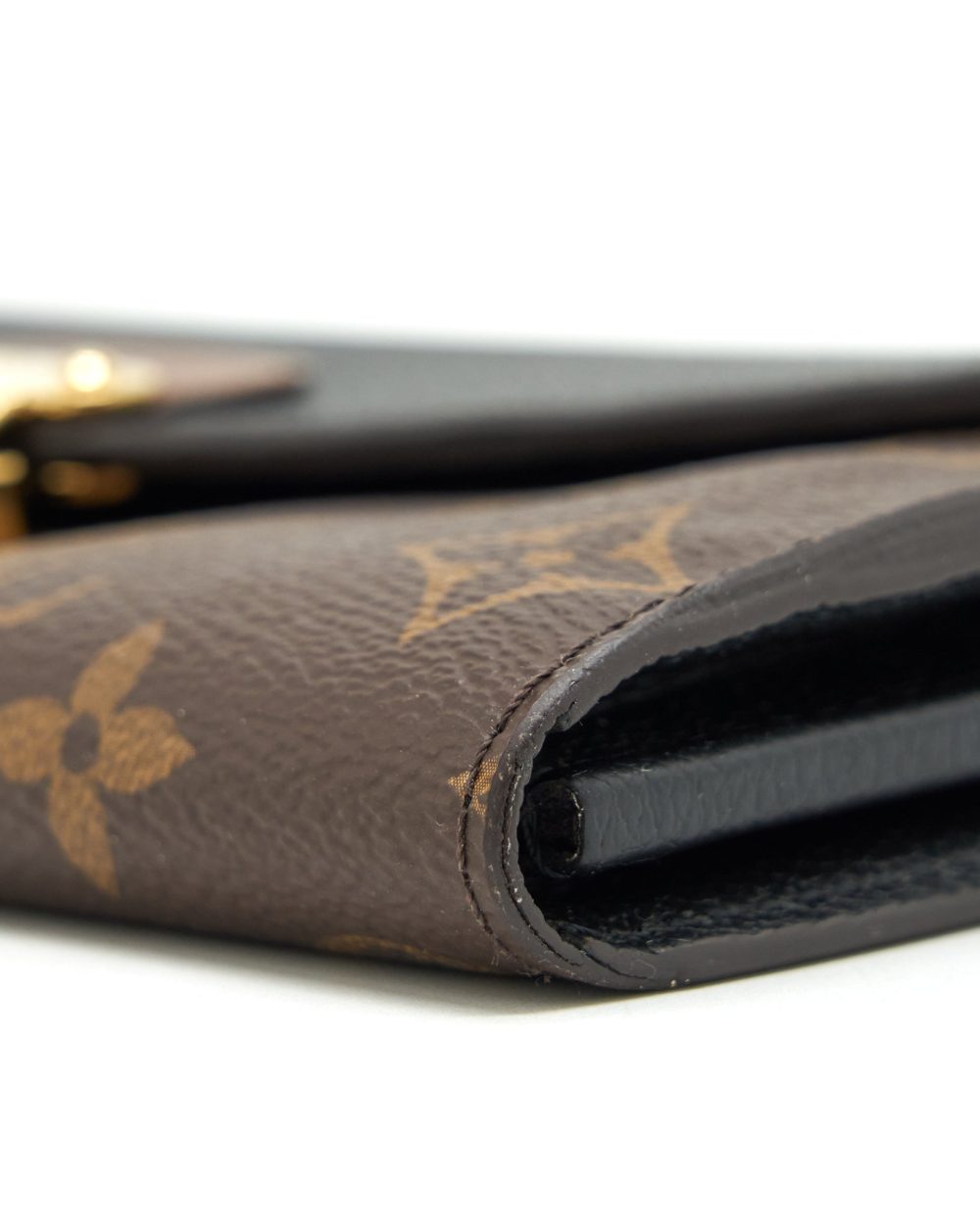 AAA Replica Louis Vuitton LV LONG WALLET BLACK/MONOGRAM CANVAS GHW