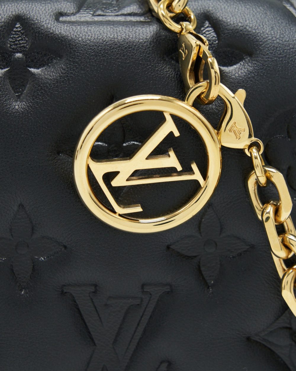 AAA Replica Louis Vuitton LV POCHETTE COUSSIN LAMBSKIN BLACK GHW