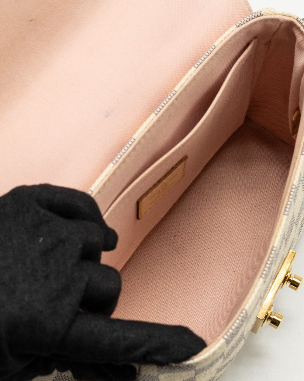 AAA Replica Louis Vuitton LV CROISETTE DAMIER AZUR CANVAS WHITE GHW