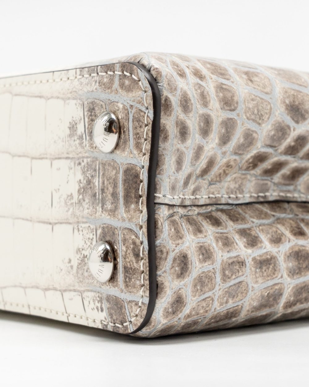 AAA Replica Louis Vuitton LV CAPUCINES MINI HIMALAYAN CROCODILE WHITE SHW