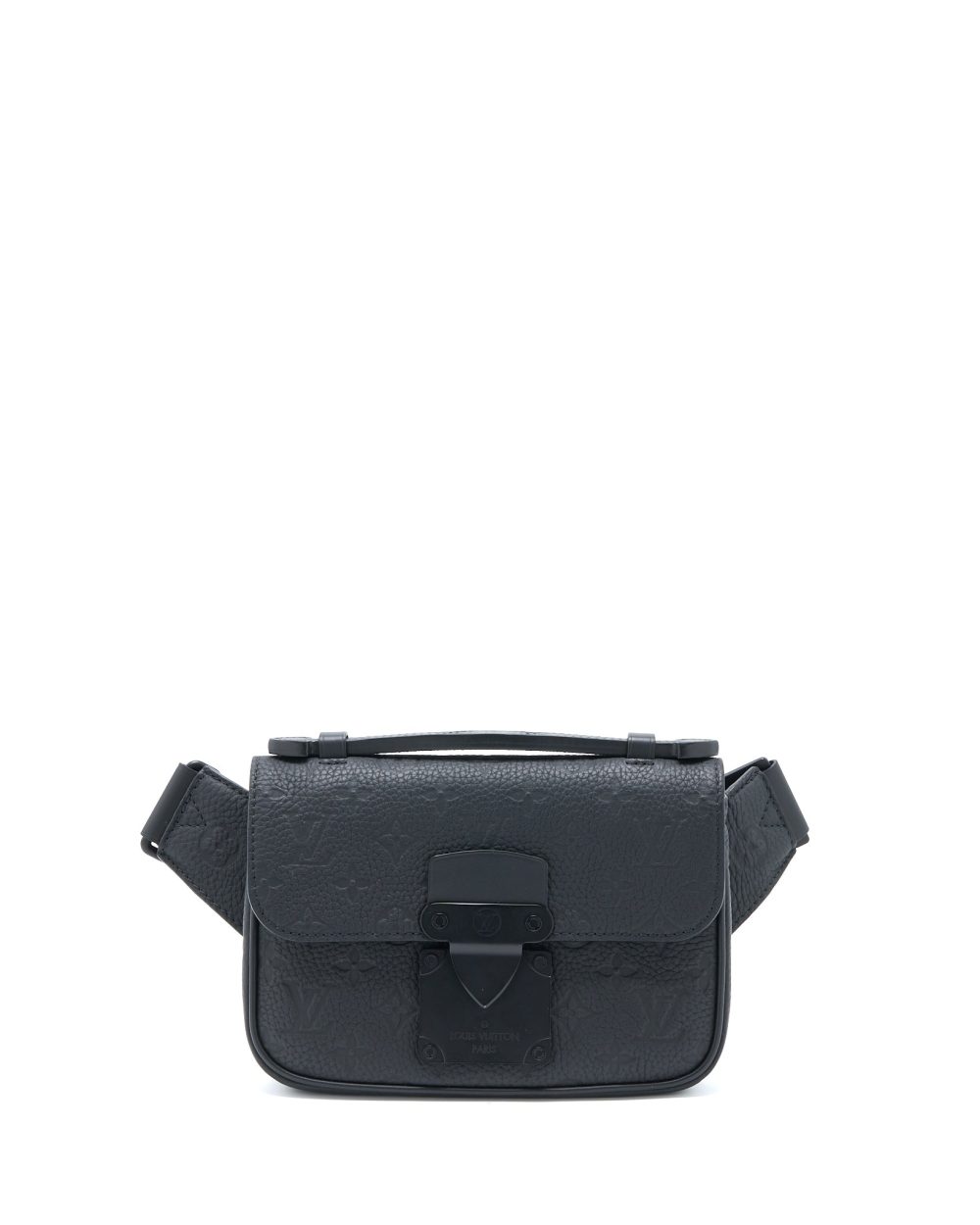 AAA Replica Louis Vuitton LV S LOCK SLINGBAG MONOGRAM-EMBOSSED TAURILLON BLACK BLACK HARDWARE (NEW VERSION)