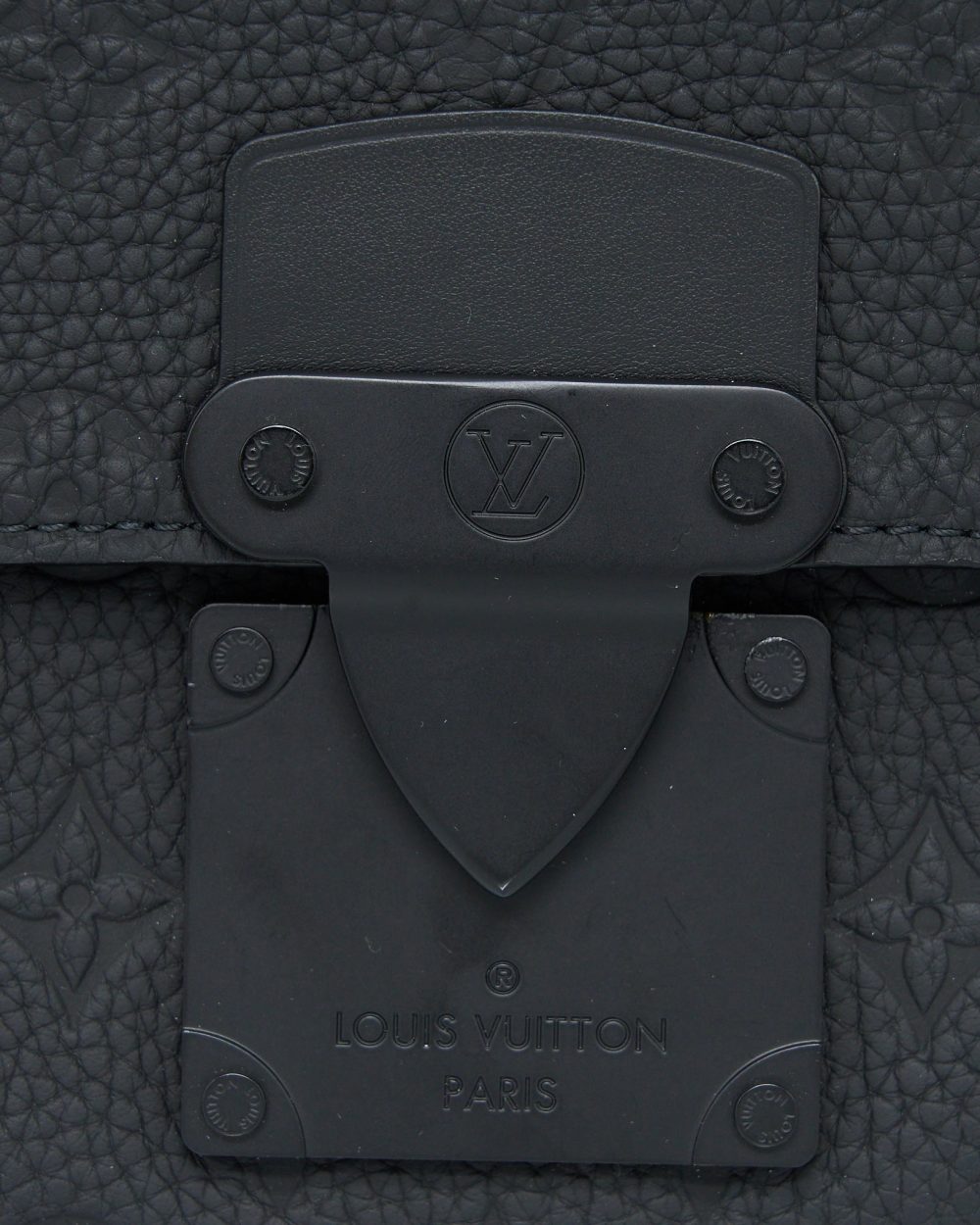 AAA Replica Louis Vuitton LV S LOCK SLINGBAG MONOGRAM-EMBOSSED TAURILLON BLACK BLACK HARDWARE (NEW VERSION)