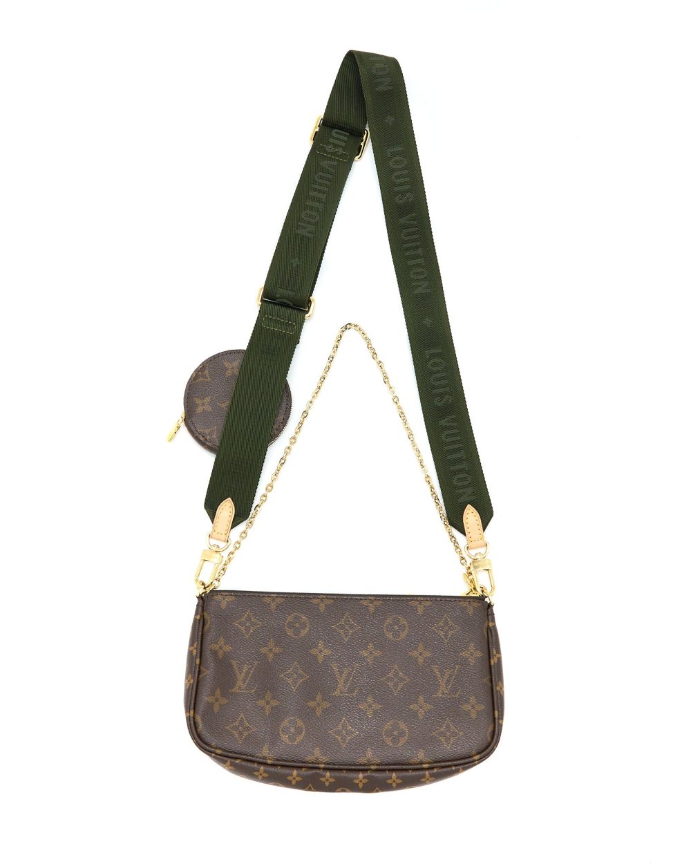AAA Replica Louis Vuitton LV MULTI POCHETTE KHAKI STRAP MONOGRAM CANVAS GHW
