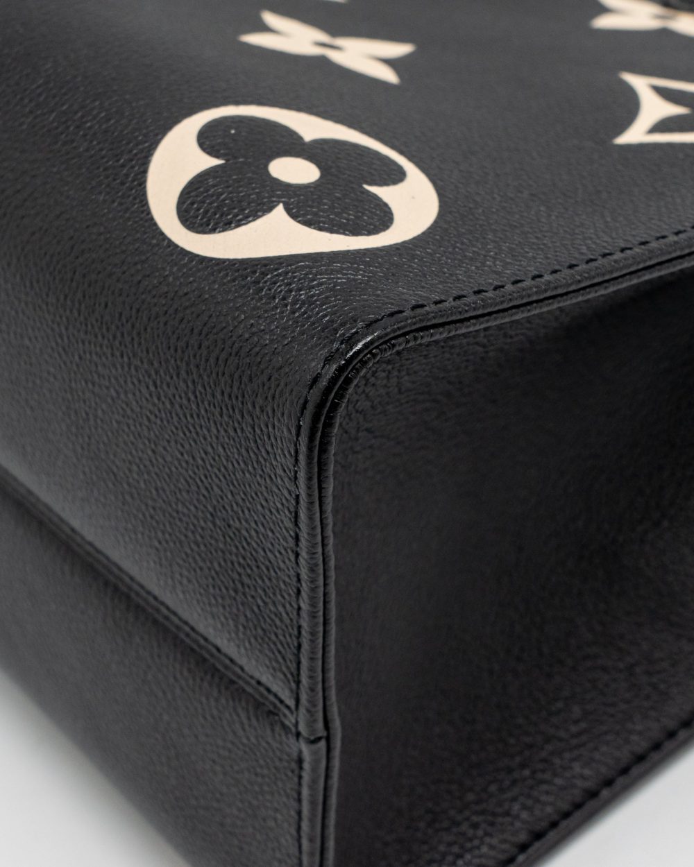 AAA Replica Louis Vuitton LV ONTHEGO MM MONOGRAM EMPREINTE LEATHER BLACK/BEIGE GHW