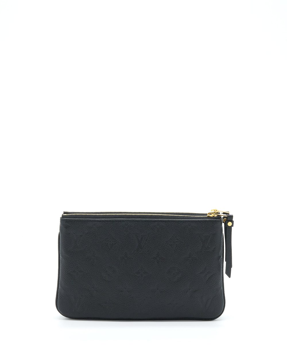 AAA Replica Louis Vuitton LV DOUBLE ZIP POCHETTE MONOGRAM EMPREINTE BLACK GHW