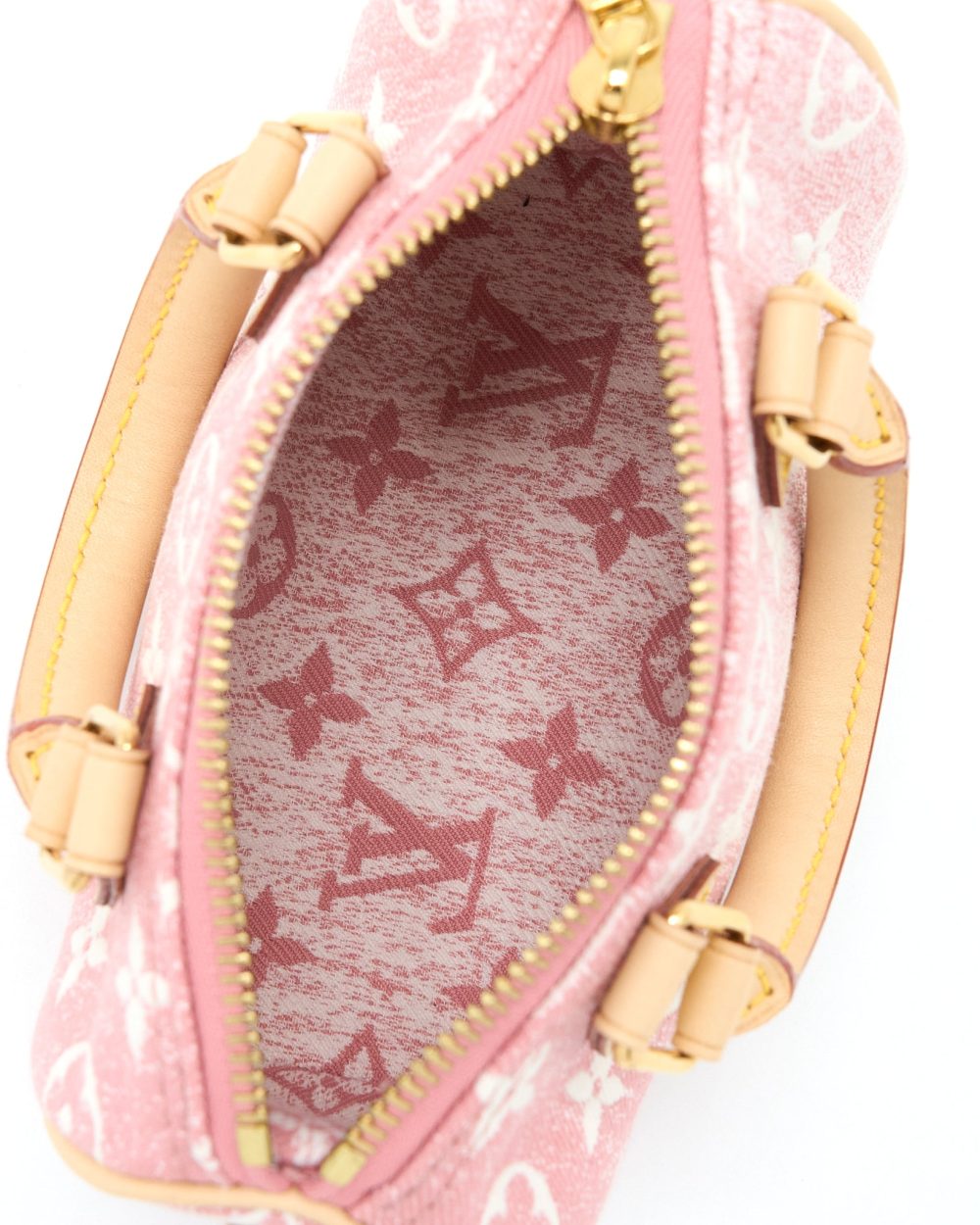 AAA Replica Louis Vuitton LV NANO SPEEDY DENIM MONOGRAM PINK GHW