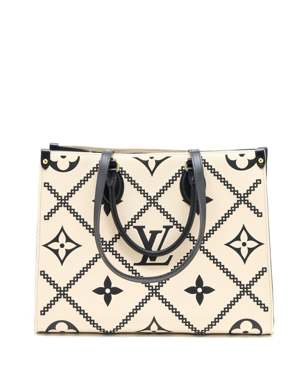 AAA Replica Louis Vuitton LV ONTHEGO MM EMPREINTE CREAM/ BLACK GHW (NEW VERSION)