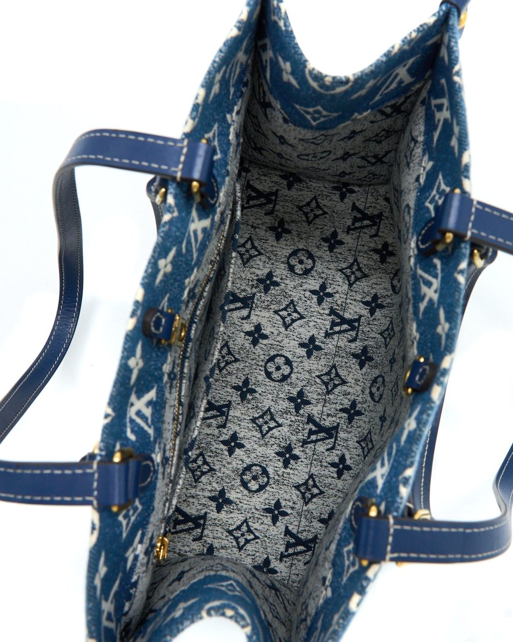 AAA Replica Louis Vuitton LV ONTHEGO MM MONOGRAM DENIM BLUE GHW
